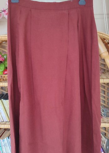 Dökümlü Kahverengi Midi Kadın Etek - Görsel 5