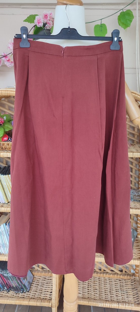 Dökümlü Kahverengi Midi Kadın Etek - Görsel 4