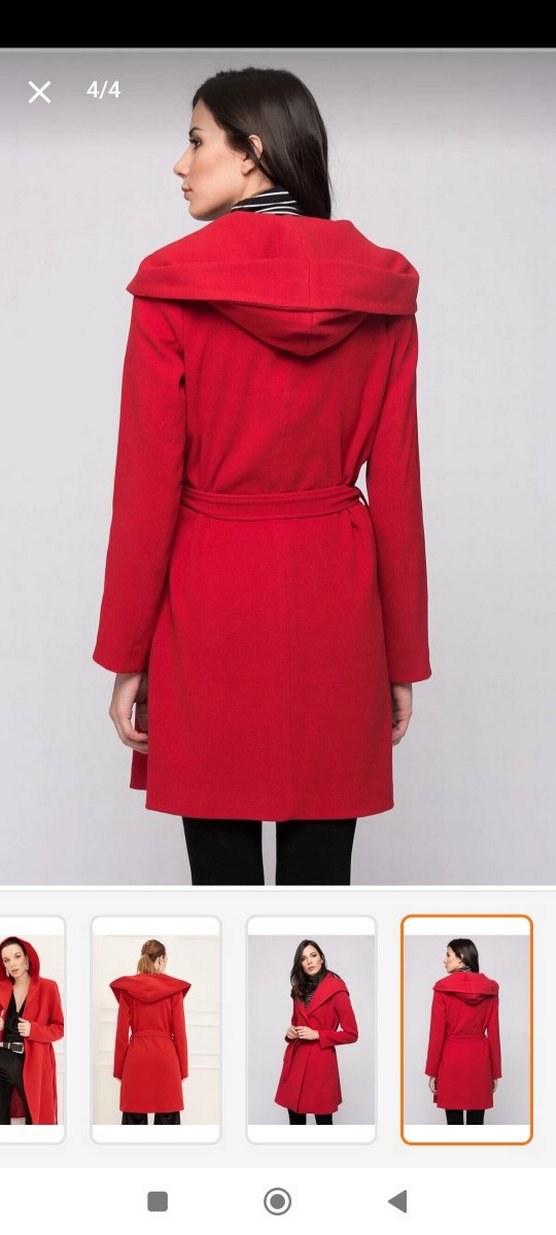 Kemerli Kırmızı Kadın Kaban - Görsel 2