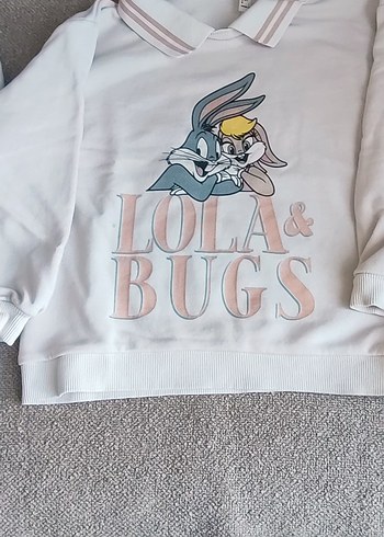 Düğmeli Gri Kız Uzun Kollu Tişört - Görsel 6