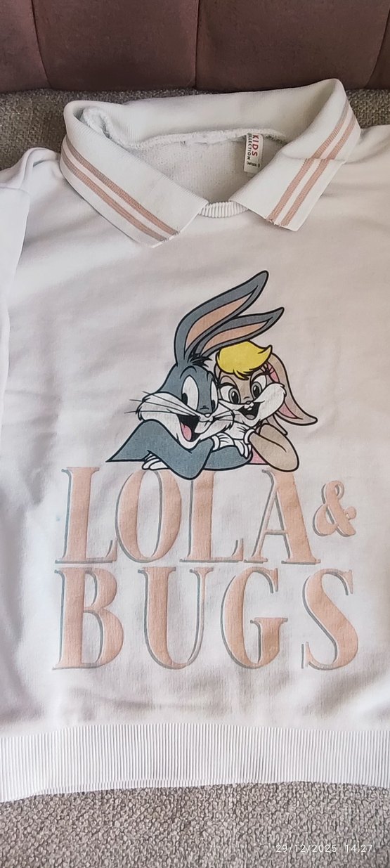 Düğmeli Gri Kız Uzun Kollu Tişört - Görsel 4