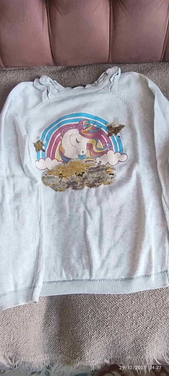 Düğmeli Gri Kız Uzun Kollu Tişört - Görsel 5