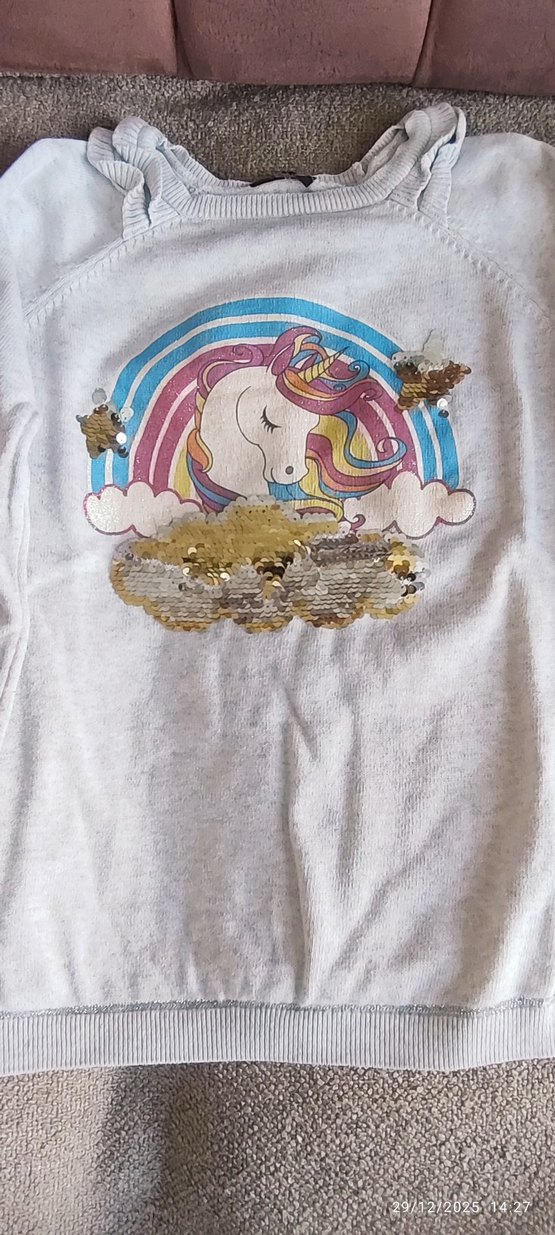 Düğmeli Gri Kız Uzun Kollu Tişört - Görsel 3