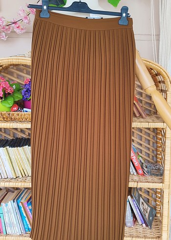 Kadın Kahverengi Piliseli Uzun Etek - Görsel 4