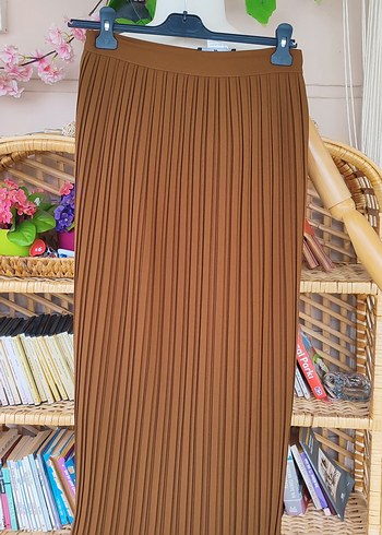 Kadın Kahverengi Piliseli Uzun Etek - Görsel 3