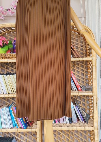 Kadın Kahverengi Piliseli Uzun Etek - Görsel 6