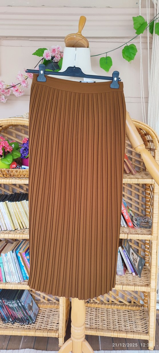 Kadın Kahverengi Piliseli Uzun Etek - Görsel 4