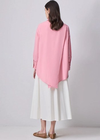 Pembe Oversize Uzun Kollu Gömlek - Görsel 3