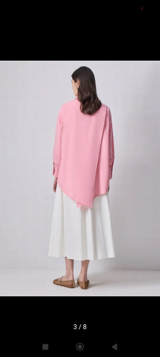 Pembe Oversize Uzun Kollu Gömlek - Görsel 3