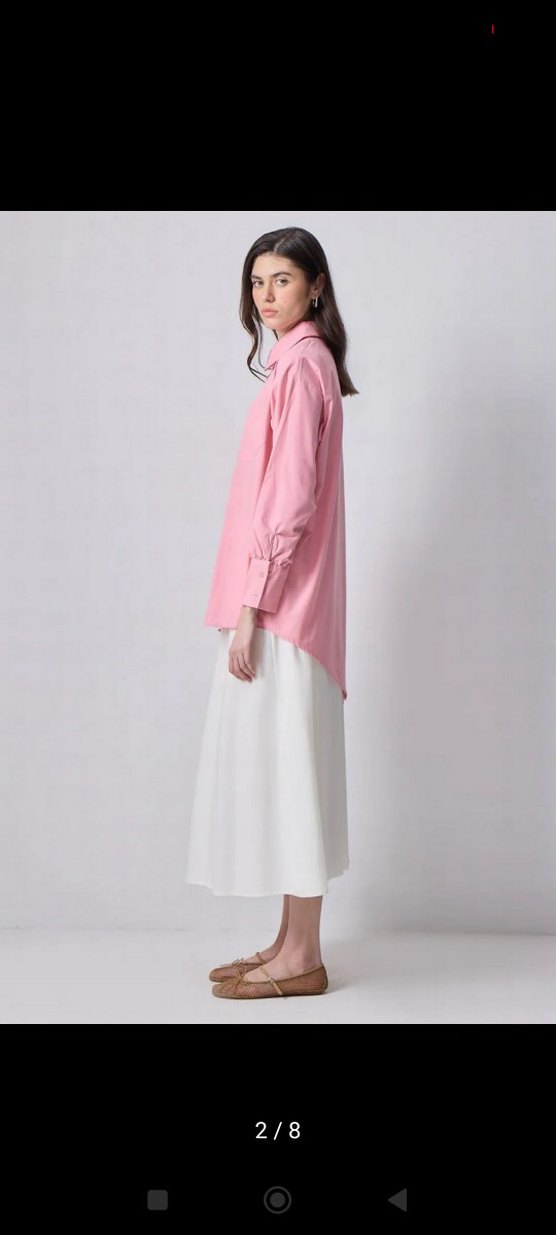 Pembe Oversize Uzun Kollu Gömlek - Görsel 2
