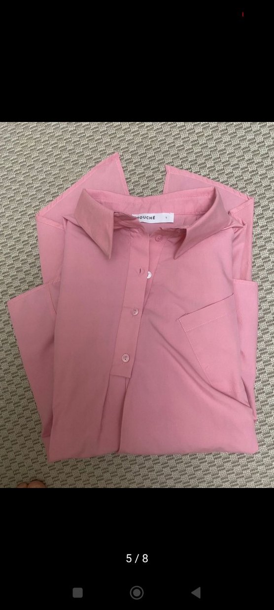 Pembe Oversize Uzun Kollu Gömlek - Görsel 4