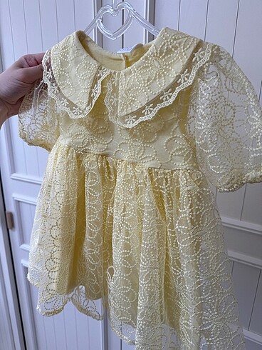 9-12 Ay Beden sarı Renk Bebek elbise