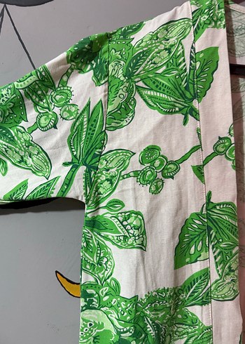 Diğer Yeşil Desenli Uzun Bohem Kimono