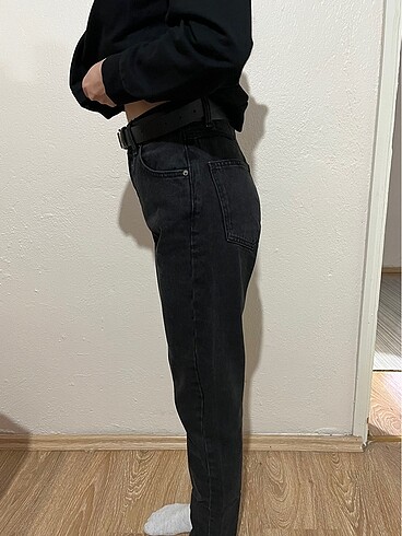 34 Beden gri Renk Pullandbear mom jean