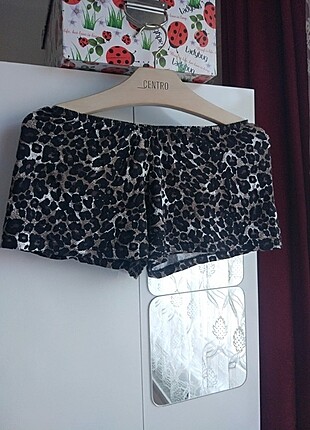 l Beden çeşitli Renk Leopar desenli şortlu pijama takımı