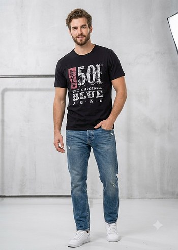 Diğer Levis 501 Siyah Baskili Tisort