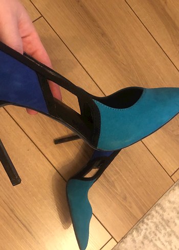 Mavi Süet Stiletto Topuklu Kadın Ayakkabı - Görsel 5