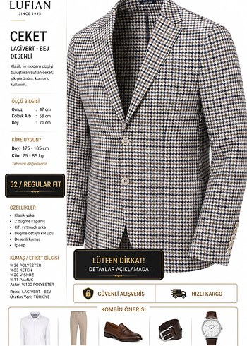 Lufian Franki Limited Edition 52 Beden Keten Karisimli Premium