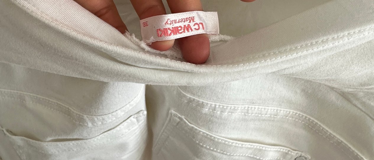 Beyaz Pamuklu Hamile Pantolonu - Görsel 3