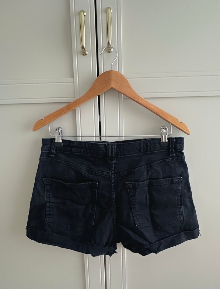 Kadın Siyah Mini Denim Şort - Görsel 2