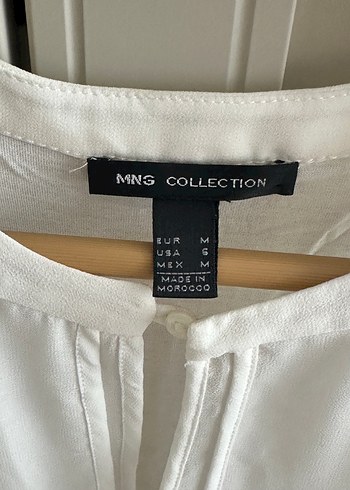 Beyaz Kolsuz Keten V Yaka Bluz - Görsel 2