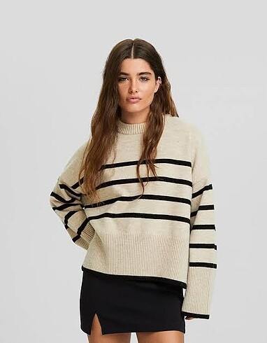 Bershka Çizgili Kazak