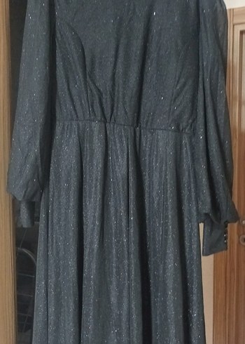 siyah simli abiye elbise - Görsel 5