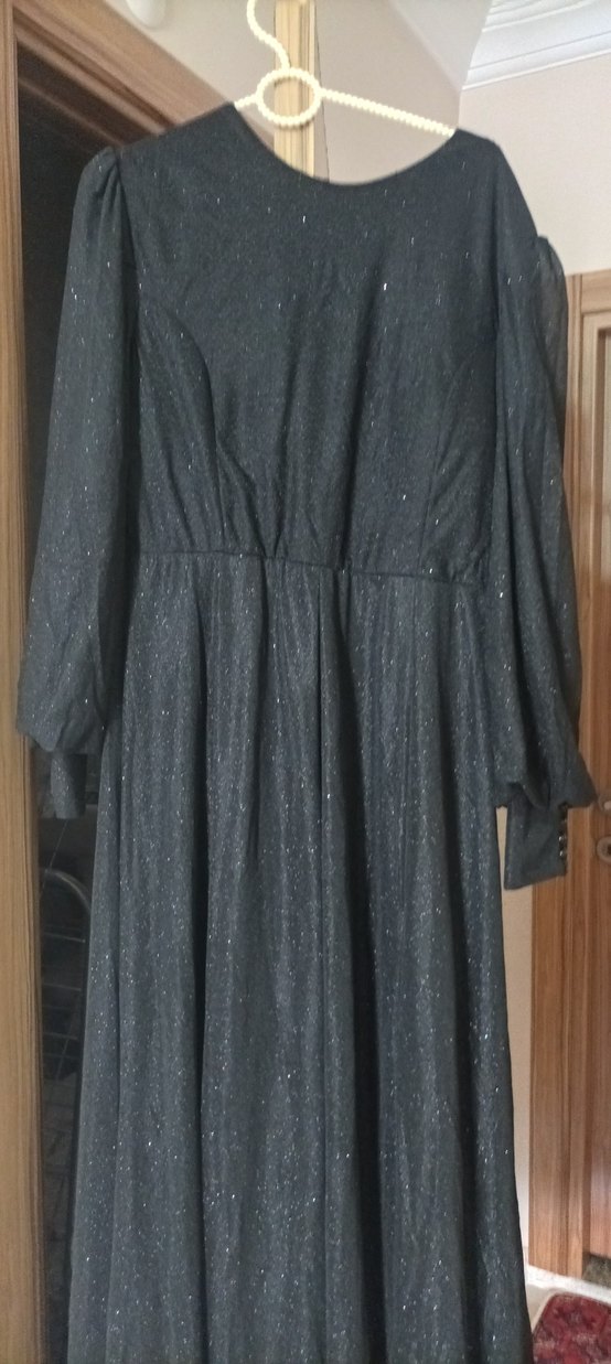 siyah simli abiye elbise - Görsel 5