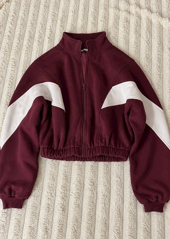 Addax Bordo Beyaz Renk Bloklu Spor Ceket