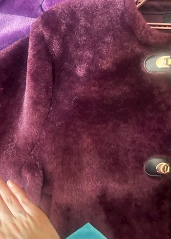 Zara Kadin Bordo Kurk Detayli Midi Mont