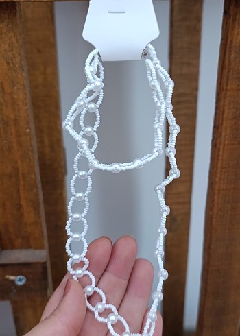 Accessorize Uzun Beyaz inci Detaylı Bohem Kolye
