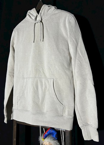 Gri Kapüşonlu Sweatshirt - Görsel 2