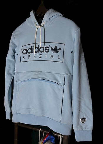 Mavi Kapüşonlu Adidas Sweatshirt - Görsel 2