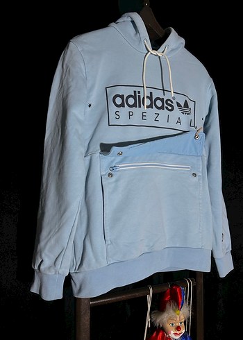 Mavi Kapüşonlu Adidas Sweatshirt - Görsel 3