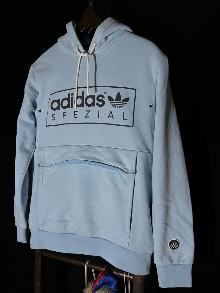 Mavi Kapüşonlu Adidas Sweatshirt - Görsel 2