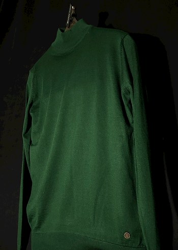 Yeşil Balıkçı Yaka İnce Triko - Görsel 2