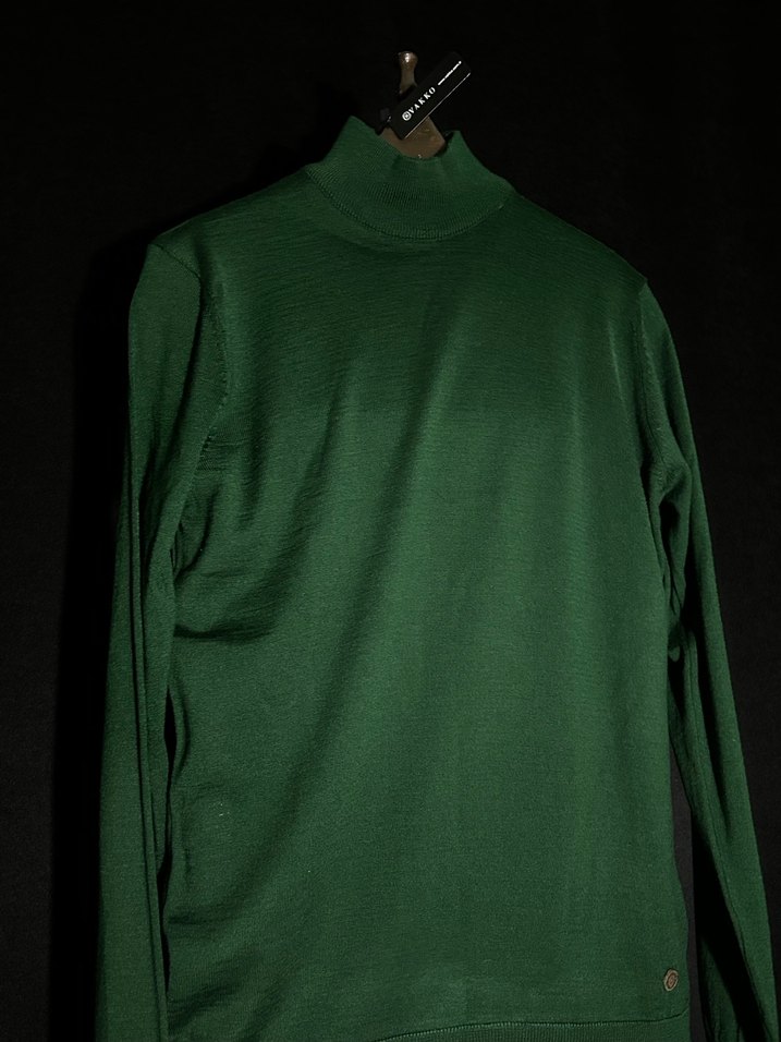 Yeşil Balıkçı Yaka İnce Triko - Görsel 3