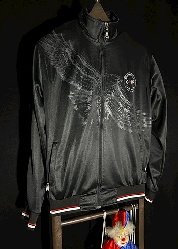 Siyah Baskılı Fermuarlı Ceket - Görsel 3