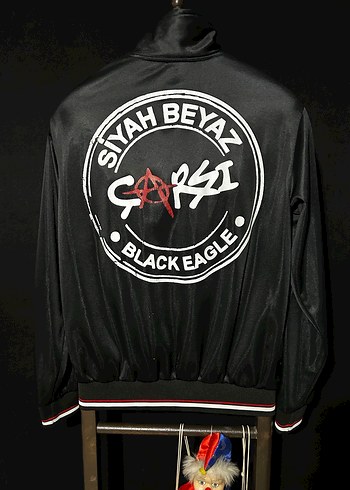 Siyah Baskılı Fermuarlı Ceket - Görsel 4