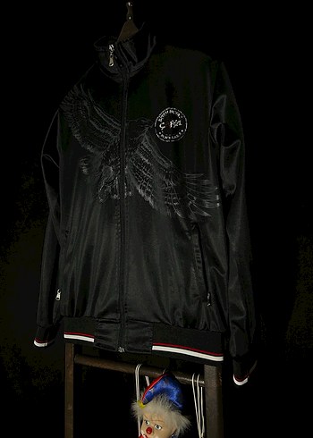 Siyah Baskılı Fermuarlı Ceket - Görsel 2