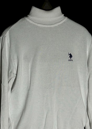 Beyaz Uzun Kollu Boğazlı Sweatshirt - Görsel 4