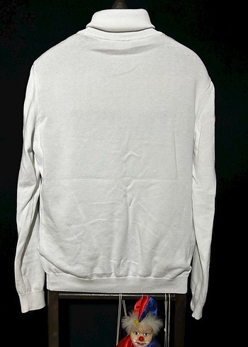 Beyaz Uzun Kollu Boğazlı Sweatshirt - Görsel 5