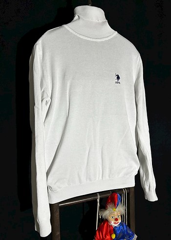 Beyaz Uzun Kollu Boğazlı Sweatshirt - Görsel 3