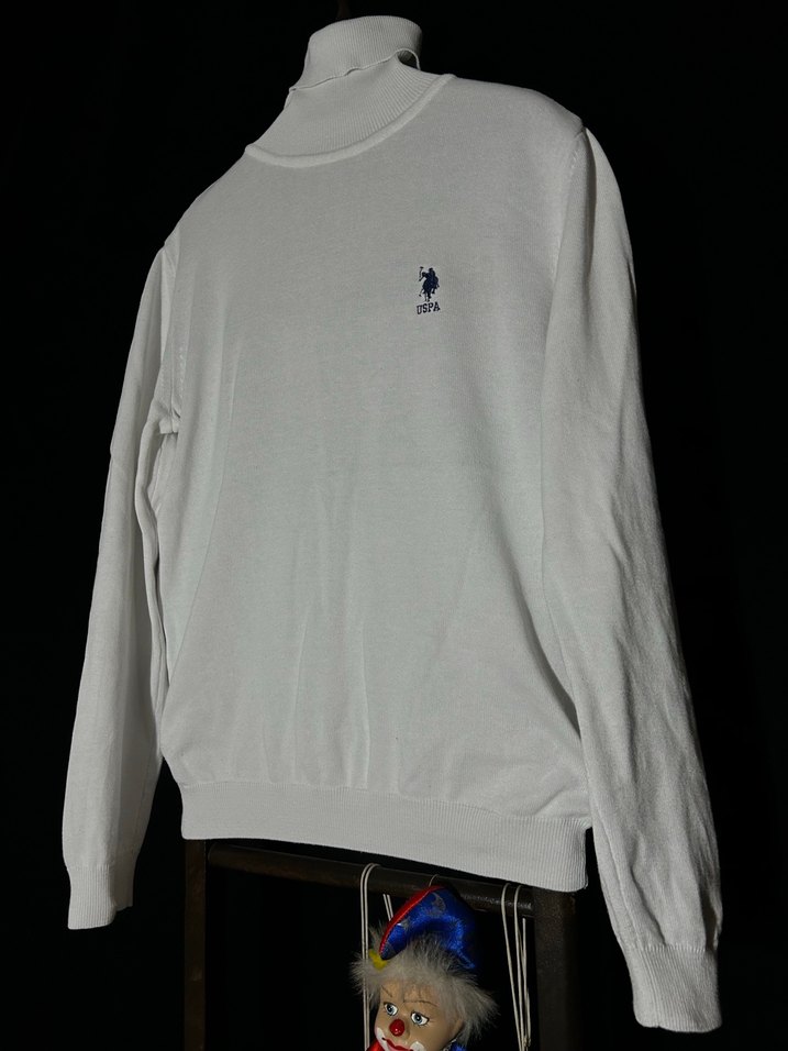 Beyaz Uzun Kollu Boğazlı Sweatshirt - Görsel 2