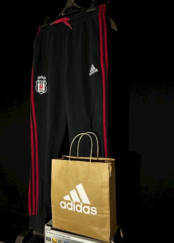 Adidas Siyah Kırmızı Fermuarlı Erkek Eşofman Altı - Görsel 2