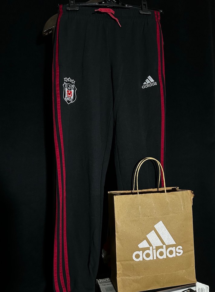 Adidas Siyah Kırmızı Fermuarlı Erkek Eşofman Altı - Görsel 3