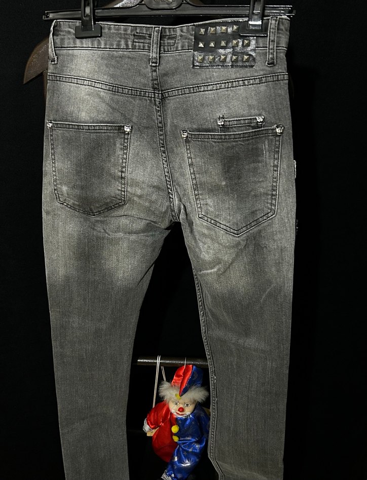 Gri Regular Fit Nakışlı Erkek Kot Pantolon - Görsel 5