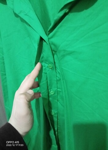 m Beden Benetton yeşili bol kesim gömlek 