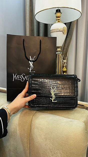 Ysl siyah croco çanta