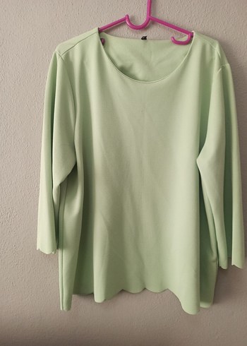 Kadın Yeşil Oversize Bisiklet Yaka Bluz